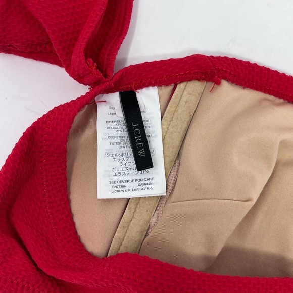 J Crew Bikini Womens Small Off The Shoulder Bikini Set Cherry Red Pique Nylon‎ - Picture 4 of 12